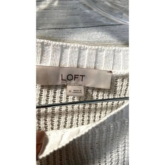LOFT Sweater Womens Knit Dropped‎ Shoulders Long Sleeve Round Neck Pullover - Picture 5 of 6